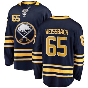 Linus Weissbach Youth Fanatics Branded Buffalo Sabres Breakaway Navy Blue Home Jersey