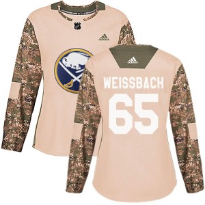 Linus Weissbach Women's Adidas Buffalo Sabres Authentic Camo Veterans Day Practice Jersey