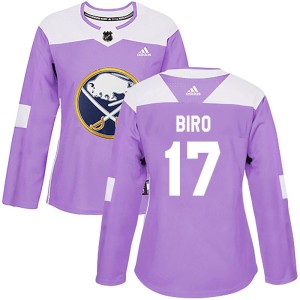 Brandon Biro Women's Adidas Buffalo Sabres Authentic Purple Fights Cancer Practice Jersey