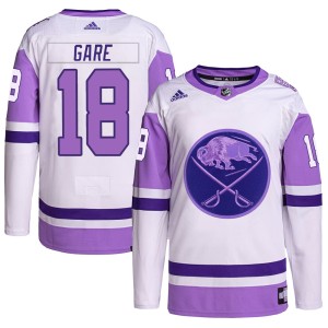 Danny Gare Men's Adidas Buffalo Sabres Authentic White/Purple Hockey Fights Cancer Primegreen Jersey