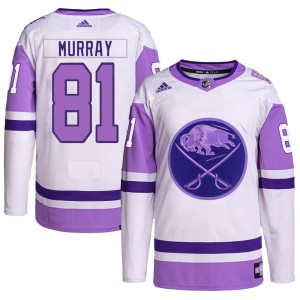 Brett Murray Men's Adidas Buffalo Sabres Authentic White/Purple Hockey Fights Cancer Primegreen Jersey