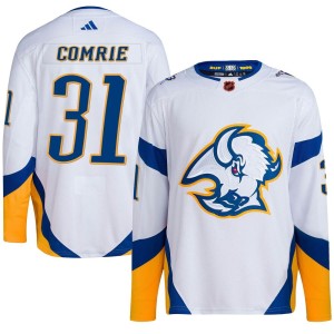 Eric Comrie Youth Adidas Buffalo Sabres Authentic White Reverse Retro 2.0 Jersey