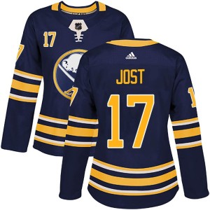 Tyson Jost Women's Adidas Buffalo Sabres Authentic Navy Home Jersey