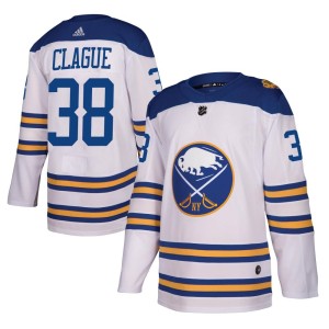 Kale Clague Youth Adidas Buffalo Sabres Authentic White 2018 Winter Classic Jersey