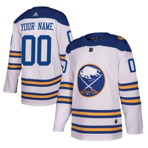 Custom Youth Adidas Buffalo Sabres Authentic White Custom 2018 Winter Classic Jersey