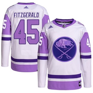 Casey Fitzgerald Youth Adidas Buffalo Sabres Authentic White/Purple Hockey Fights Cancer Primegreen Jersey