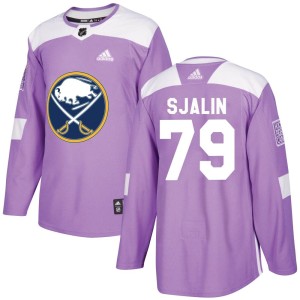 Calle Sjalin Men's Adidas Buffalo Sabres Authentic Purple Fights Cancer Practice Jersey