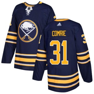 Eric Comrie Men's Adidas Buffalo Sabres Authentic Navy Home Jersey
