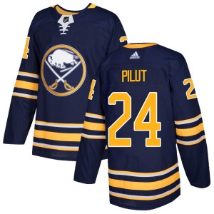 Lawrence Pilut Men's Adidas Buffalo Sabres Authentic Navy Home Jersey