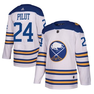 Lawrence Pilut Men's Adidas Buffalo Sabres Authentic White 2018 Winter Classic Jersey