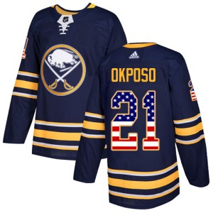 Kyle Okposo Men's Adidas Buffalo Sabres Authentic Navy Blue USA Flag Fashion Jersey
