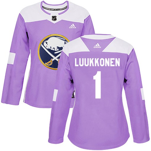 Ukko-Pekka Luukkonen Women's Adidas Buffalo Sabres Authentic Purple Fights Cancer Practice Jersey