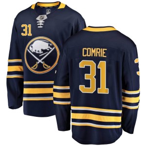 Eric Comrie Youth Fanatics Branded Buffalo Sabres Breakaway Navy Blue Home Jersey