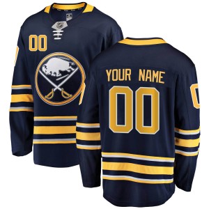 Custom Youth Fanatics Branded Buffalo Sabres Breakaway Navy Blue Custom Home Jersey