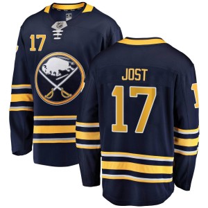 Tyson Jost Youth Fanatics Branded Buffalo Sabres Breakaway Navy Blue Home Jersey