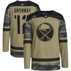 Jordan Greenway Men's Adidas Buffalo Sabres Authentic Green Camo Military Appreciation Practice Jersey