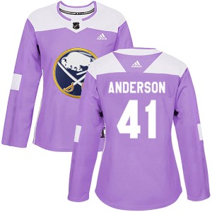 Craig Anderson Women's Adidas Buffalo Sabres Authentic Purple Fights Cancer Practice Jersey