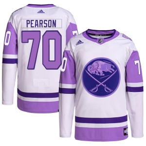 Tanner Pearson Men's Adidas Buffalo Sabres Authentic White/Purple Hockey Fights Cancer Primegreen Jersey