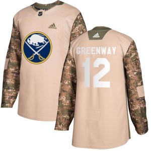 Jordan Greenway Men's Adidas Buffalo Sabres Authentic Green Camo Veterans Day Practice Jersey