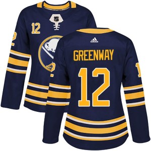 Jordan Greenway Women's Adidas Buffalo Sabres Authentic Green Navy Home Jersey