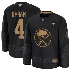 Bowen Byram Men's Fanatics Buffalo Sabres Premium Black 2024 Military Appreciation Practice Jersey