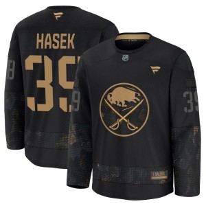 Dominik Hasek Men's Fanatics Buffalo Sabres Premium Black 2024 Military Appreciation Practice Jersey