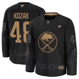 Tyson Kozak Men's Fanatics Buffalo Sabres Premium Black 2024 Military Appreciation Practice Jersey
