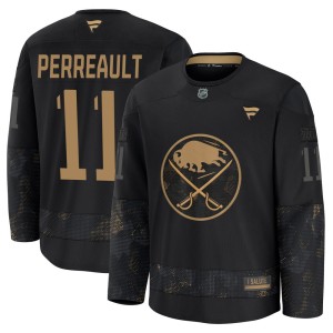 Gilbert Perreault Men's Fanatics Buffalo Sabres Premium Black 2024 Military Appreciation Practice Jersey