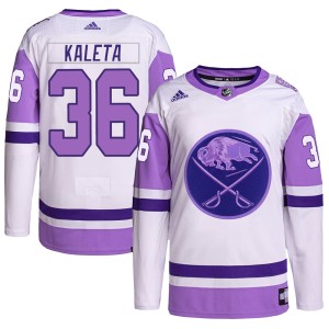 Patrick Kaleta Youth Adidas Buffalo Sabres Authentic White/Purple Hockey Fights Cancer Primegreen Jersey