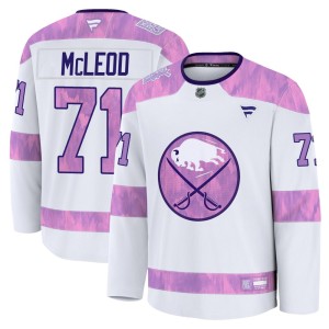 Ryan McLeod Men's Fanatics Buffalo Sabres Premium White 2024 Hockey Fights Cancer Practice Jersey