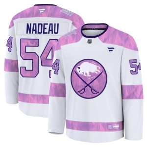 Olivier Nadeau Men's Fanatics Buffalo Sabres Premium White 2024 Hockey Fights Cancer Practice Jersey