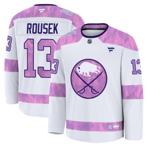Lukas Rousek Men's Fanatics Buffalo Sabres Premium White 2024 Hockey Fights Cancer Practice Jersey