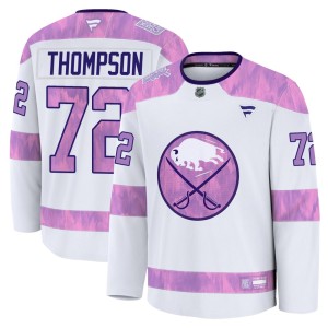 Tage Thompson Men's Fanatics Buffalo Sabres Premium White 2024 Hockey Fights Cancer Practice Jersey