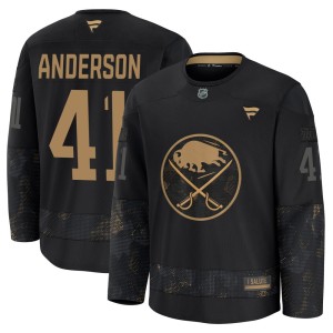 Craig Anderson Youth Fanatics Buffalo Sabres Premium Black 2024 Military Appreciation Practice Jersey