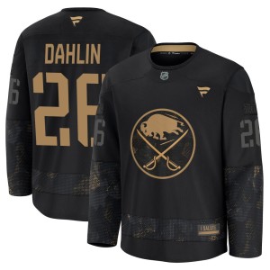 Rasmus Dahlin Youth Fanatics Buffalo Sabres Premium Black 2024 Military Appreciation Practice Jersey