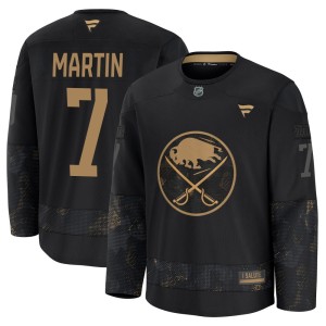 Rick Martin Youth Fanatics Buffalo Sabres Premium Black 2024 Military Appreciation Practice Jersey