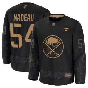 Olivier Nadeau Youth Fanatics Buffalo Sabres Premium Black 2024 Military Appreciation Practice Jersey