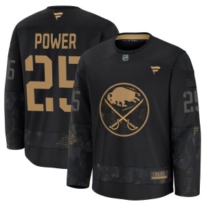 Owen Power Youth Fanatics Buffalo Sabres Premium Black 2024 Military Appreciation Practice Jersey