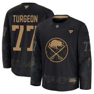 Pierre Turgeon Youth Fanatics Buffalo Sabres Premium Black 2024 Military Appreciation Practice Jersey