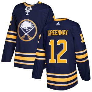 Jordan Greenway Men's Adidas Buffalo Sabres Authentic Green Navy Home Jersey