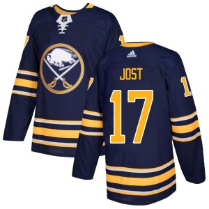 Tyson Jost Men's Adidas Buffalo Sabres Authentic Navy Home Jersey