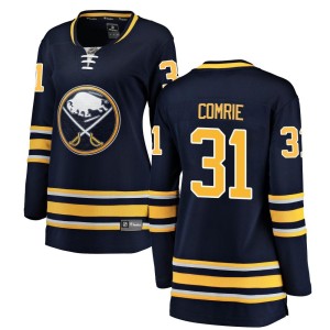 Eric Comrie Women's Fanatics Branded Buffalo Sabres Breakaway Navy Blue Home Jersey