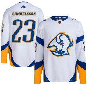 Mattias Samuelsson Men's Adidas Buffalo Sabres Authentic White Reverse Retro 2.0 Jersey
